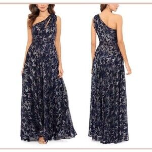 Betsy & Adam Women's One-Shoulder Metallic Gown Dress Sz: 12 NWT